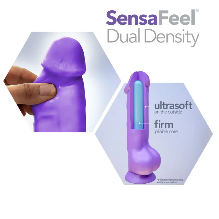 Neo By Blush Realistic Neon Purple 8Inch Long Dildo With Balls Suction Cup Base Blush Dildos