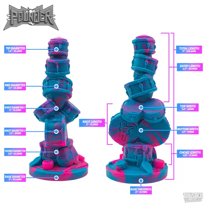 Premade Pounder the Knotted Drum Dildo Suction Cup Twisted Fantasies Dildos