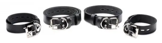 4 Pack Leather Locking Bondage Straps XR Brands Restraints