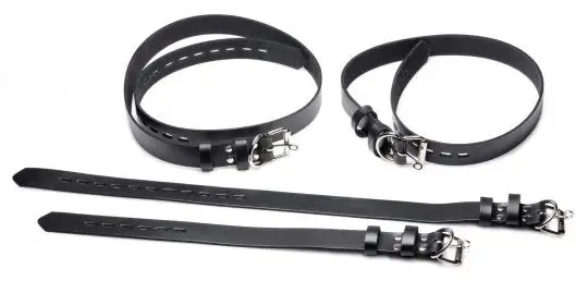 4 Pack Leather Locking Bondage Straps XR Brands Restraints