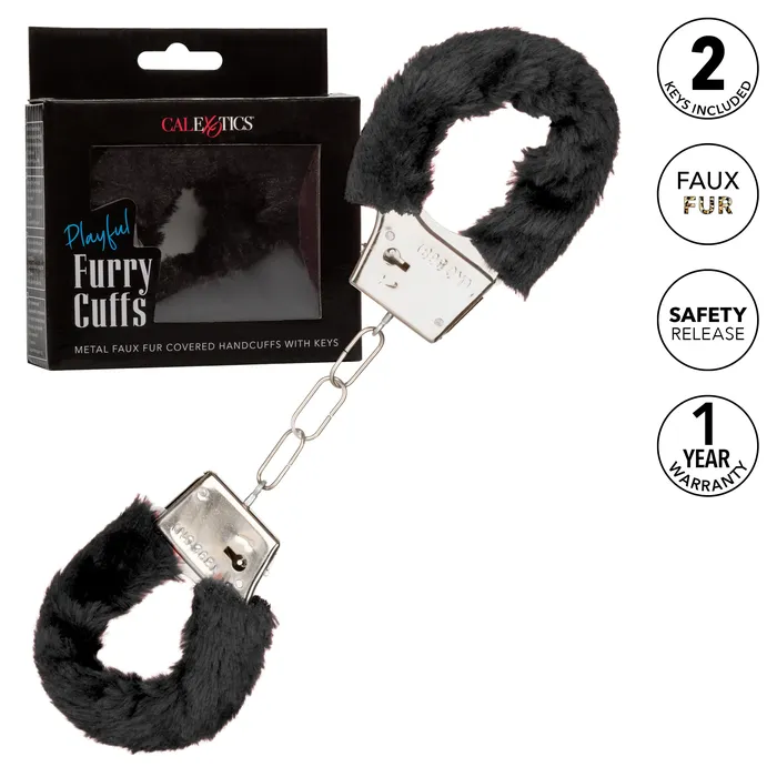 Anal CalExotics Playful Furry Cuffs Black Anal CalExotics Playful Furry Cuffs Black