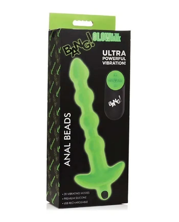 Anal Glow in the Dark Anal Beads Green XR Brands Bang