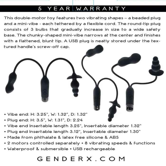 Evolved Gender X Anal Gender X Double My Pleasure Massager Black Evolved Gender X Anal Gender X Double My Pleasure Massager Black